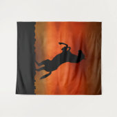 Tenture Cheval Libre Au Coucher Du Soleil (Devant (Horizontal))