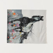 Tenture Cheval noir en Fleur sauvage (Devant (Horizontal))