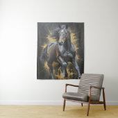 Tenture cheval noir tendance (En situation)