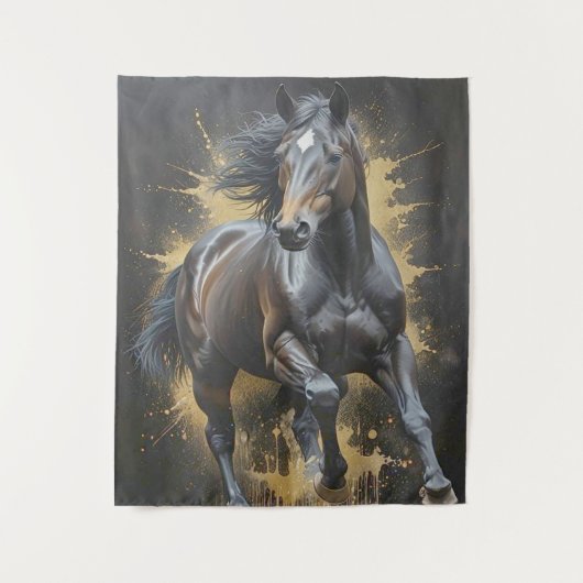 Tenture cheval noir tendance (Devant)