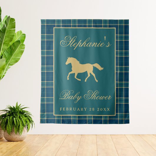Tenture Cheval Plaid Classy Baby shower équestre fond