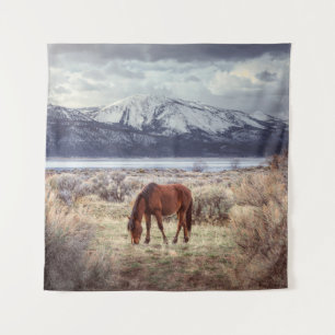 Tenture Cheval sauvage : Paysage hivernal du Nevada.