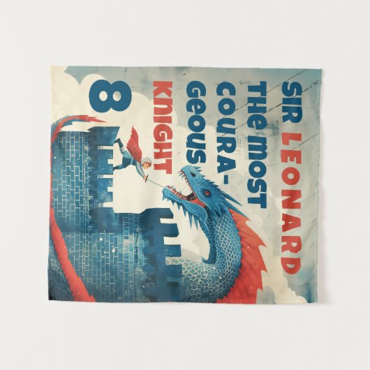 Tenture Chevalier intrépide et dragon (Devant (Horizontal))