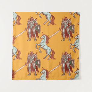 Tenture chevalier médiéval et unicorne sans couture motif