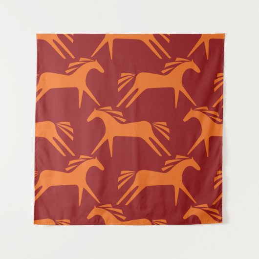 Tenture Chevaux : Beauté équestre rouge sans mer. (Devant)