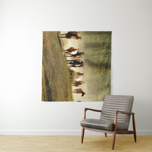 Tenture Chevaux de course dans le ranch du Montana (En situation (horizontale))