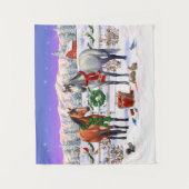 Tenture Chevaux de Noël en neige (Devant)