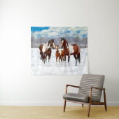 Tenture Chevaux De Peinture De Baie Pinto En Neige D'Hiver (En situation (horizontale))