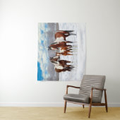 Tenture Chevaux De Peinture De Baie Pinto En Neige D'Hiver (En situation)