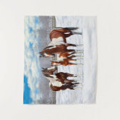 Tenture Chevaux De Peinture De Baie Pinto En Neige D'Hiver (Devant)