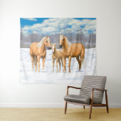 Tenture Chevaux Du Quartier Palomino En Neige (En situation (horizontale))