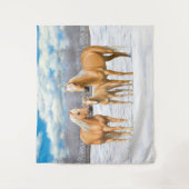 Tenture Chevaux Du Quartier Palomino En Neige (Devant)