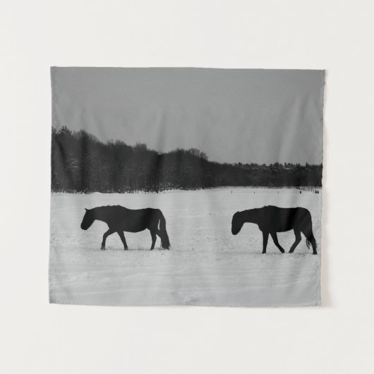 Tenture Chevaux sur neige wtcna (Devant (Horizontal))