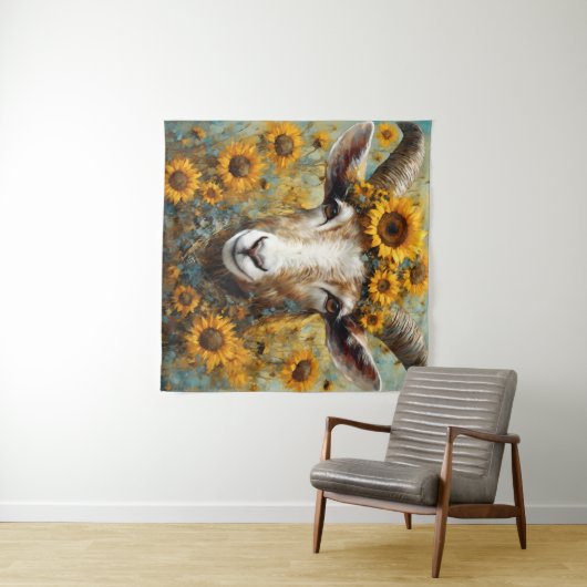 Tenture Chèvre de tournesol (En situation (horizontale))