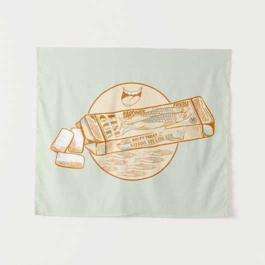 Tenture Chewing-gum parfumé à la sardine drôle poisson (Devant (Horizontal))