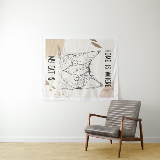 Tenture Chez Moi, Où Est Mon Chat, Chez Moi, C'Est Où Est  (En situation (horizontale))