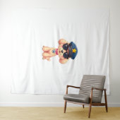 Tenture Chibi Anime Police Poodle Chien (En situation (horizontale))