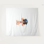 Tenture Chibi Anime Police Poodle Chien (Devant (Horizontal))