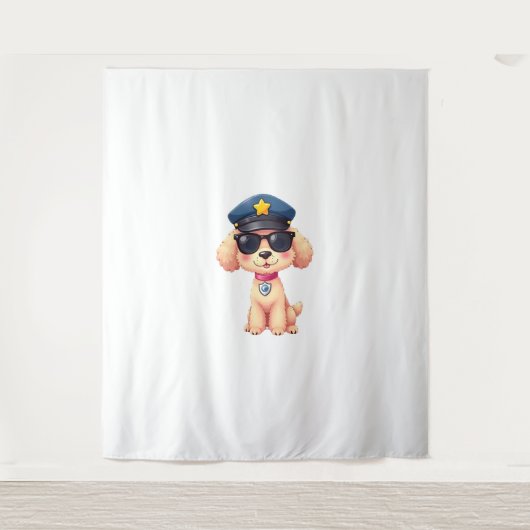 Tenture Chibi Anime Police Poodle Chien (Devant)