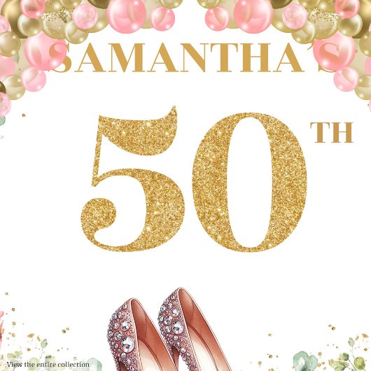 Tenture Chic 50e anniversaire talons roses Blush Floral Ba