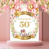 Tenture Chic 50e anniversaire talons roses Blush Floral Ba