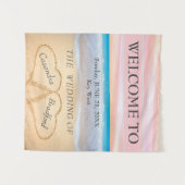 Tenture Chic Beach Wedding 2 Coeurs dans le sable (Devant (Horizontal))