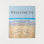 Tenture Chic Beach Wedding 2 Coeurs dans le sable (Devant)
