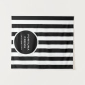 Tenture Chic Black & White Stripes Business Name Event  (Devant (Horizontal))
