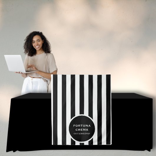 Tenture Chic Black & White Stripes Business Name Event 