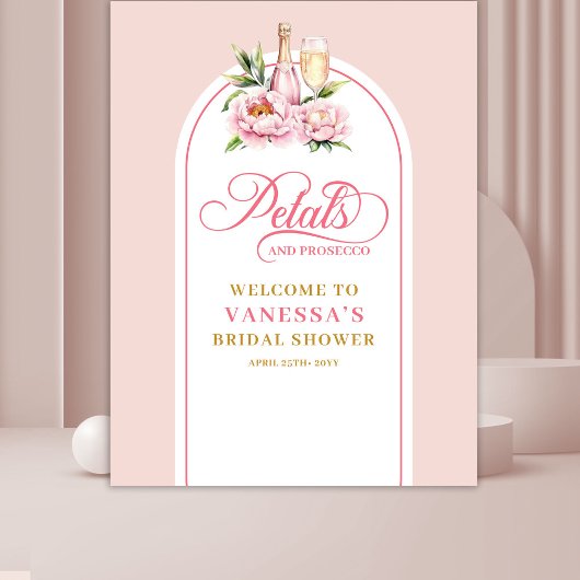 Tenture Chic blush petals and prosecco bridal party banner