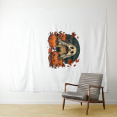 Tenture Chic chien Carlin avec Citrouille Automne Hallowee (En situation (horizontale))
