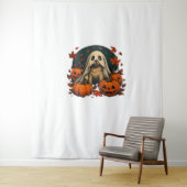 Tenture Chic chien Carlin avec Citrouille Automne Hallowee (En situation)