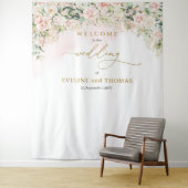 Tenture Chic rose pastel rose roses mariage fond (En situation)