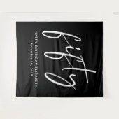 Tenture Chic Script Black 50th Birthday Party (Devant (Horizontal))