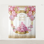 Tenture Chic Sweet 16 Bannière Parties scintillant Ballons (Devant)