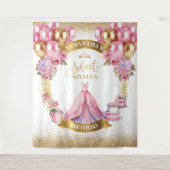 Tenture Chic Sweet 16 Tapestry Robe Rose Parties scintilla (Devant)