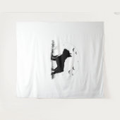 Tenture Chien à Chien à Chien - Halloween Lune Silhouette  (Devant (Horizontal))