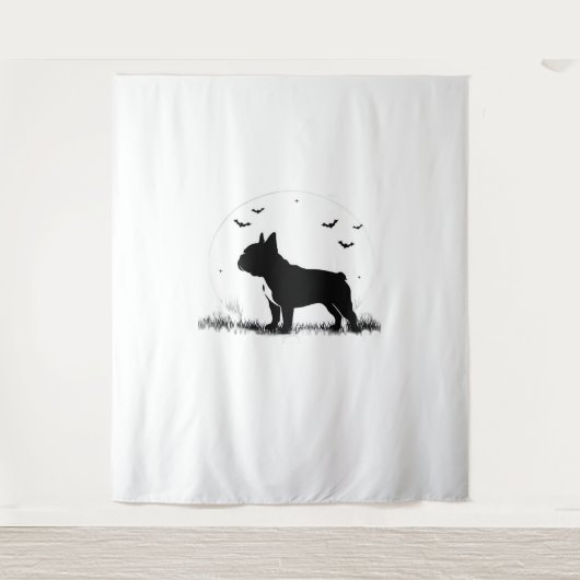 Tenture Chien à Chien à Chien - Halloween Lune Silhouette  (Devant)