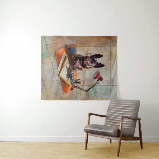 Tenture Chien à mâchoires intelligent (En situation (horizontale))