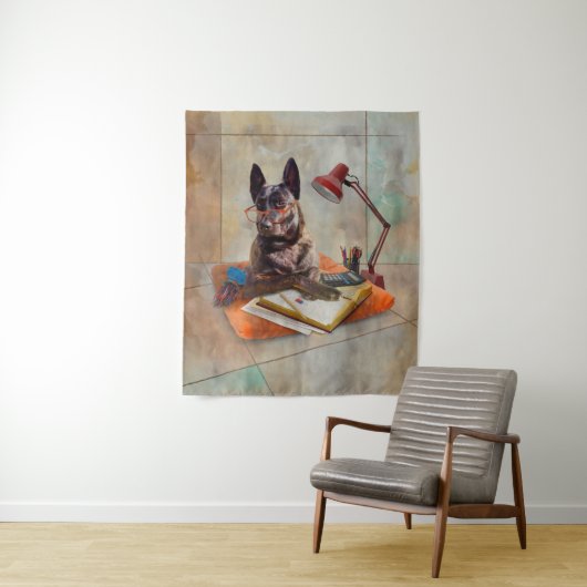 Tenture Chien à mâchoires intelligent (En situation)
