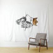 Tenture Chien à poils longs portant la couronne (En situation (horizontale))