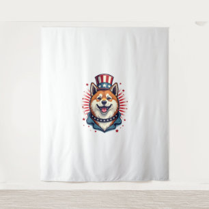 Tenture Chien Akita, fête de l'indépendance