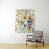 Tenture Chien beagle - Art Mosaïque coloré (En situation)