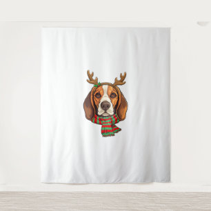 Tenture Chien beagle Noël Rendeer Santa Hat Funny Noël