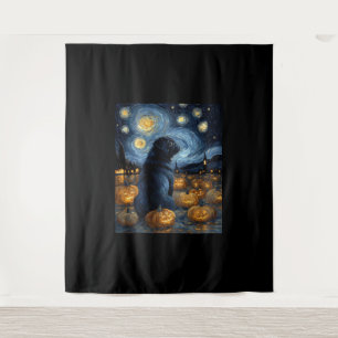 Tenture Chien Carlin noir du nuit étoilée de van gogh hall