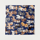 Tenture Chien Chien Chien bleu de la marine Design Motif (Devant (Horizontal))