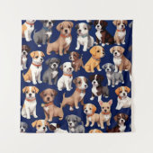 Tenture Chien Chien Chien bleu de la marine Design Motif (Devant)