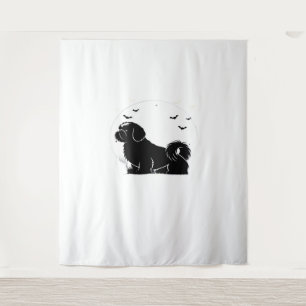 Tenture Chien Chih Tzu - Silhouette de lune d'Halloween Cl