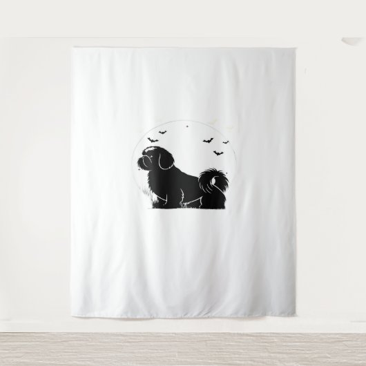 Tenture Chien Chih Tzu - Silhouette de lune d'Halloween Cl (Devant)