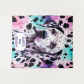 Tenture Chien Dalmatien Rose Violet Turquoise Anniversaire (Devant (Horizontal))